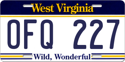 WV license plate OFQ227