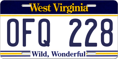 WV license plate OFQ228
