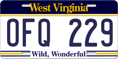 WV license plate OFQ229