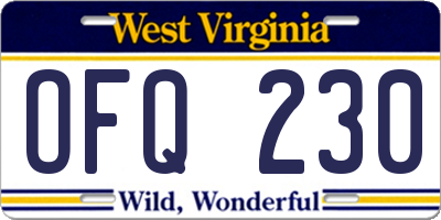 WV license plate OFQ230