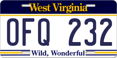 WV license plate OFQ232