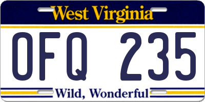 WV license plate OFQ235