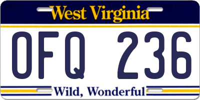 WV license plate OFQ236