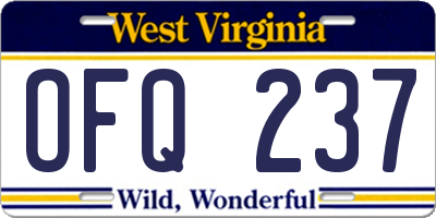 WV license plate OFQ237