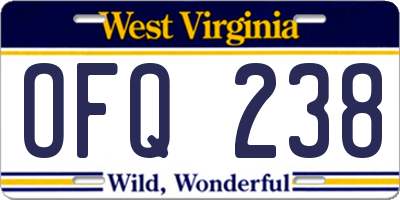 WV license plate OFQ238