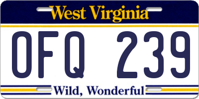 WV license plate OFQ239