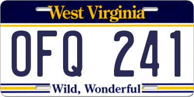 WV license plate OFQ241