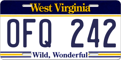 WV license plate OFQ242