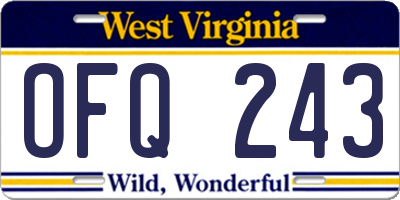 WV license plate OFQ243