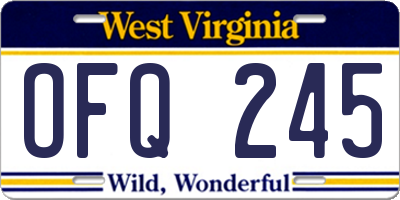 WV license plate OFQ245