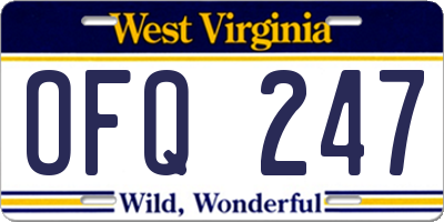 WV license plate OFQ247