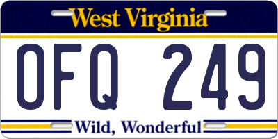 WV license plate OFQ249