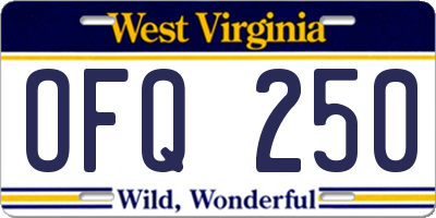 WV license plate OFQ250