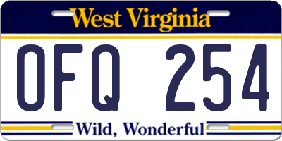 WV license plate OFQ254