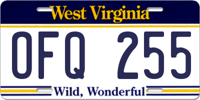 WV license plate OFQ255