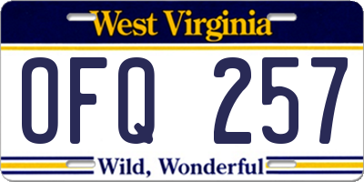 WV license plate OFQ257