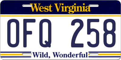 WV license plate OFQ258
