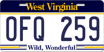 WV license plate OFQ259