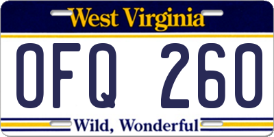 WV license plate OFQ260