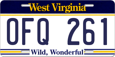 WV license plate OFQ261
