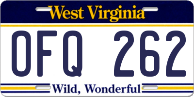 WV license plate OFQ262