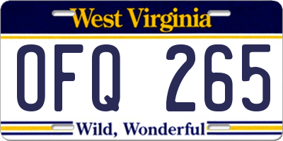 WV license plate OFQ265
