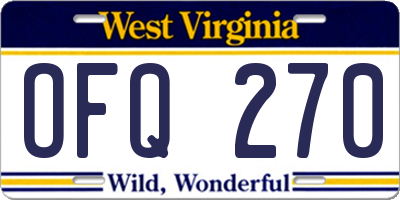 WV license plate OFQ270