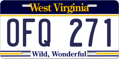 WV license plate OFQ271