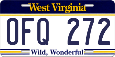 WV license plate OFQ272
