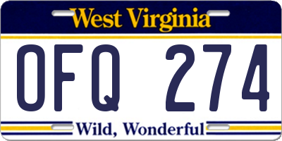WV license plate OFQ274