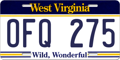 WV license plate OFQ275