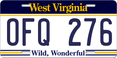 WV license plate OFQ276