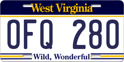 WV license plate OFQ280