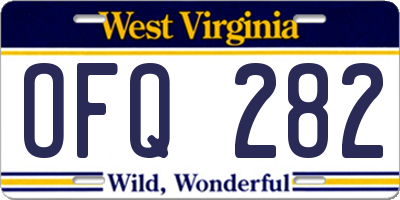 WV license plate OFQ282