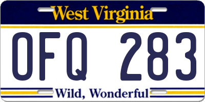 WV license plate OFQ283