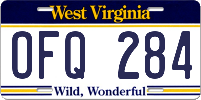 WV license plate OFQ284