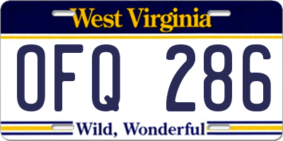 WV license plate OFQ286
