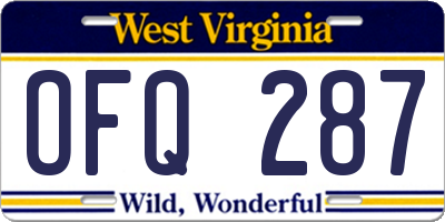 WV license plate OFQ287