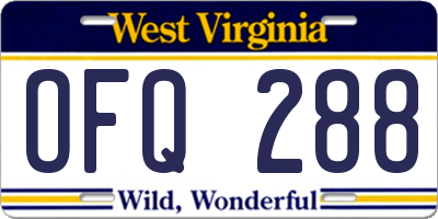 WV license plate OFQ288