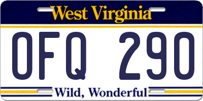 WV license plate OFQ290