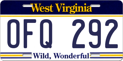 WV license plate OFQ292