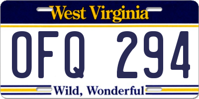 WV license plate OFQ294