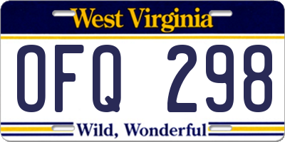 WV license plate OFQ298