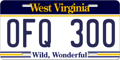 WV license plate OFQ300