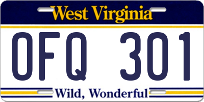 WV license plate OFQ301