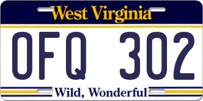 WV license plate OFQ302