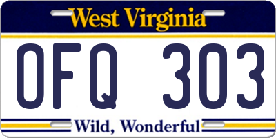 WV license plate OFQ303