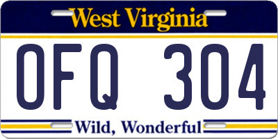 WV license plate OFQ304