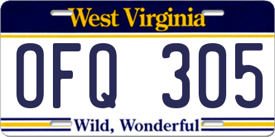 WV license plate OFQ305
