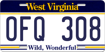 WV license plate OFQ308